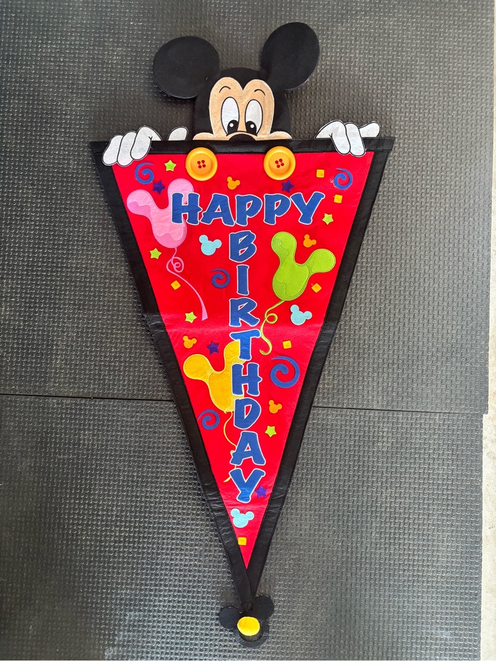Disney Mickey Mouse Red Happy Birthday Pennant Banner with Multicolor Accents
